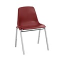 NPS #8118 Poly Shell Stack Chair, Burgundy/Chrome