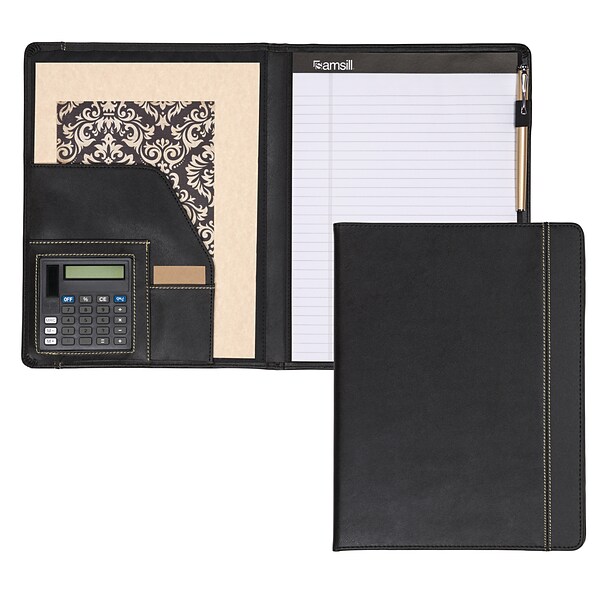 Samsill Slimline Vinyl Padfolio, Black (71220)