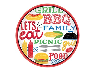 Amscan BBQ Picnic Paper Plates, 7 Dia., Multi-Colored, 18/Pack (741951)