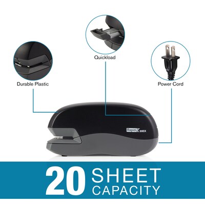 Rapid Fixativ 20EX Electric Desktop Stapler, 20-Sheet Capactiy, Black (73126)