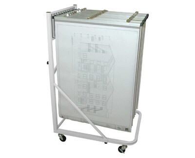 AdirOffice 12 Bracket Vertical File Rolling Stand For Blueprints, White (613-WHI)