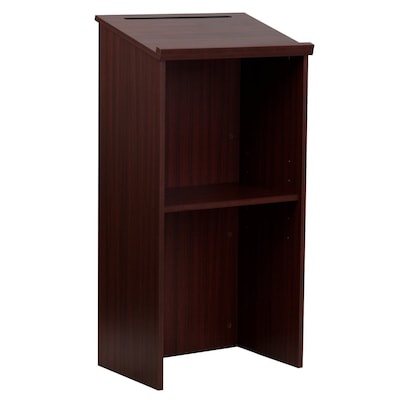 AdirOffice 46H Floor Standing Lectern with Adjustable Shelf, Mahogany (661-01)