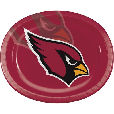 NFL Arizona Cardinals Oval Plates, 10 x 12, 8/Pack (322421)