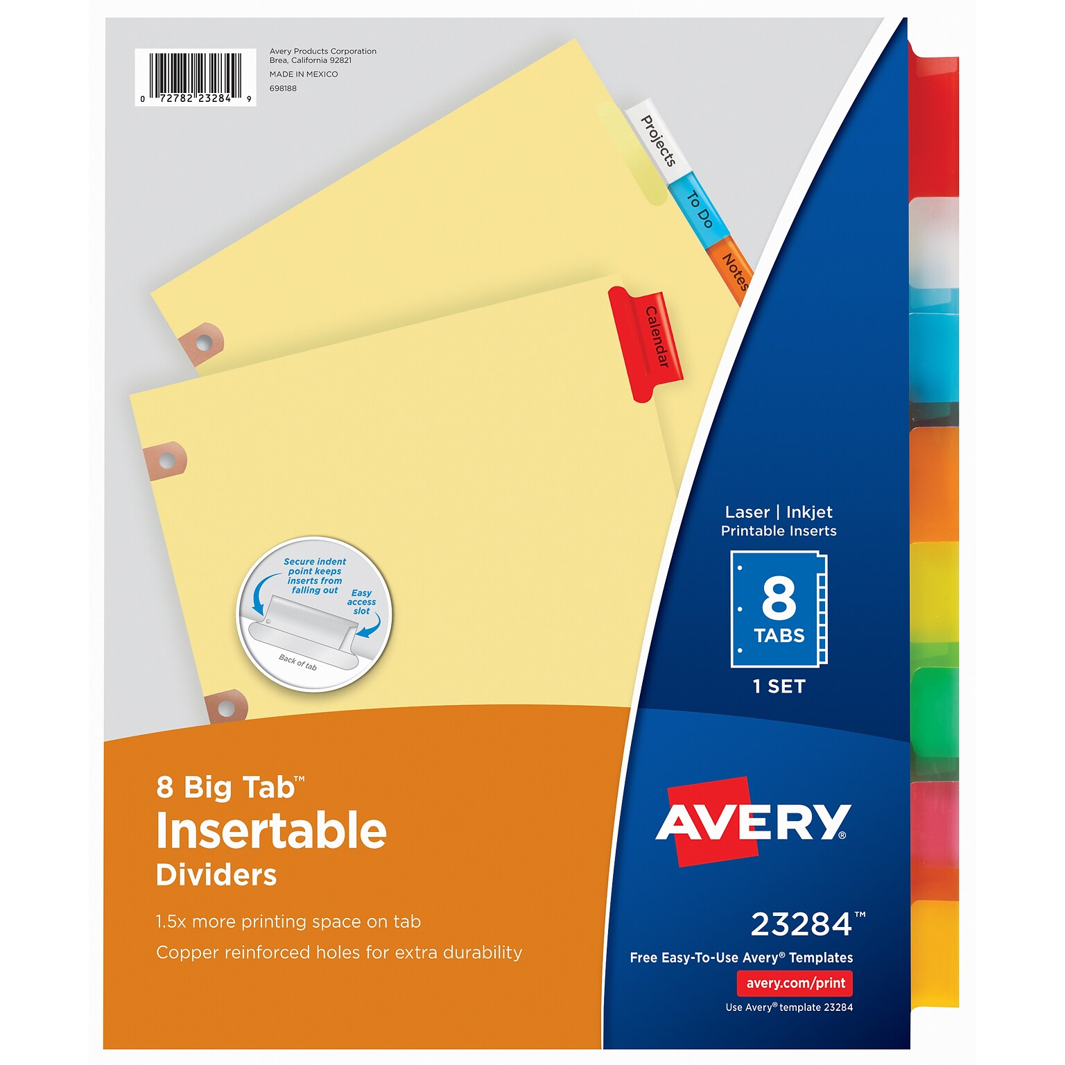 Avery Big Tab Insertable Dividers, 8-Tab, Multicolor, Set (23284)