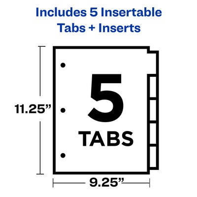 Avery Big Tab Extra Wide Insertable Paper Dividers, 5-Tab, Multicolor (11220)