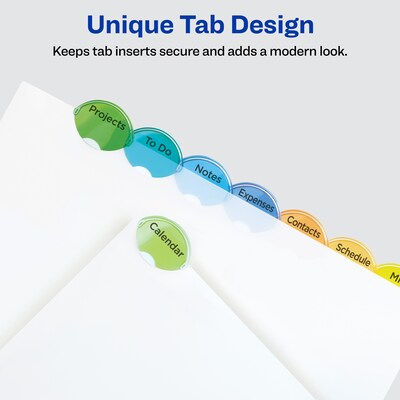 Avery Style Edge Insertable Plastic Dividers, 8 Tab, Multicolor (11201)