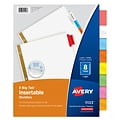 Avery Big Tab Insertable Paper Dividers, 8 Tabs, White with Multicolor Tabs (11123)