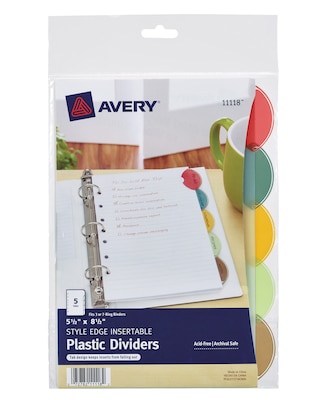 Avery Style Edge Blank Plastic Divider, 5-Tab, Multicolor (11118)