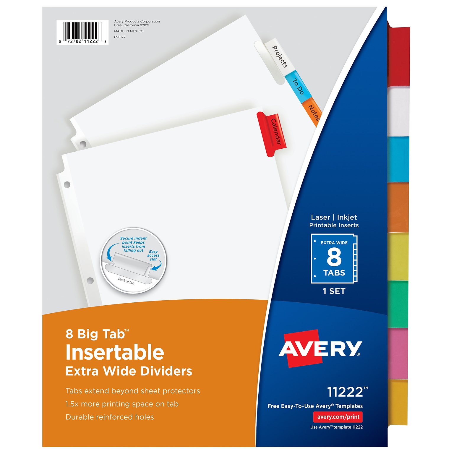 Avery Big Tab Insertable Paper Dividers, 8 Tabs, White (11222)