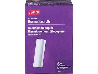Staples® 8.5 x 98 Thermal Fax Paper, 6 Rolls/Pack (27123/269571/18)