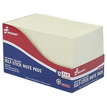 AbilityOne Skilcraft Recycled Notes, 3 x 3, Yellow, 100 Sheet/Pad, 12 Pads/Pack (7530011167867)