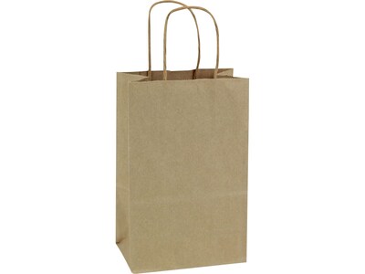 Shamrock 8.38 x 5.5 x 3.25 Kraft Paper Shopping Bags, Kraft, 250/Case (S21115)