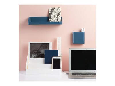 Poppin Polystyrene Mounted Wall Shelf, 12.5", Slate Blue (105097)