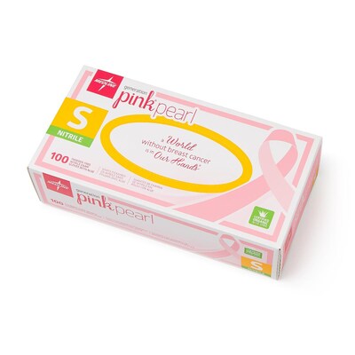 Medline Generation Pink Pearl Powder-Free Pink Nitrile Exam Gloves, Small, 100/Box (PINK5084H)