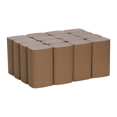 Pacific Blue Basic Recycled Single Fold Paper Towels, 1-ply, Brown, 250 Sheets/Pack, 16 Packs/Carton (23504)