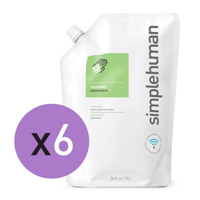 simplehuman® Moisturizing hand soap, cucumber, 34 fl oz, case of 6