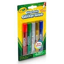 Crayola Glitter Washable Craft Glue, 0.35 oz., Multicolor, 5/Pack (BIN693522)