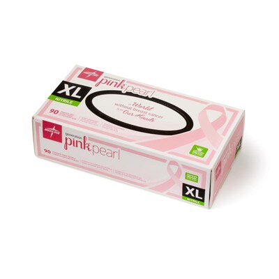 Medline Generation Pink Pearl Powder-Free Pink Nitrile Exam Gloves, XL, 90/Box (PINK5085H)