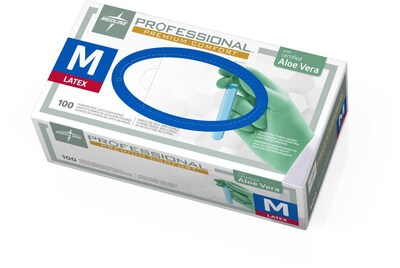 Medline Professional Green Latex Gloves, Medium, 1000/Carton (PRO31792)
