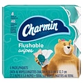 Charmin Flushable Wipes, White, 40 Sheets/Pack, Pack of 4 (79619)