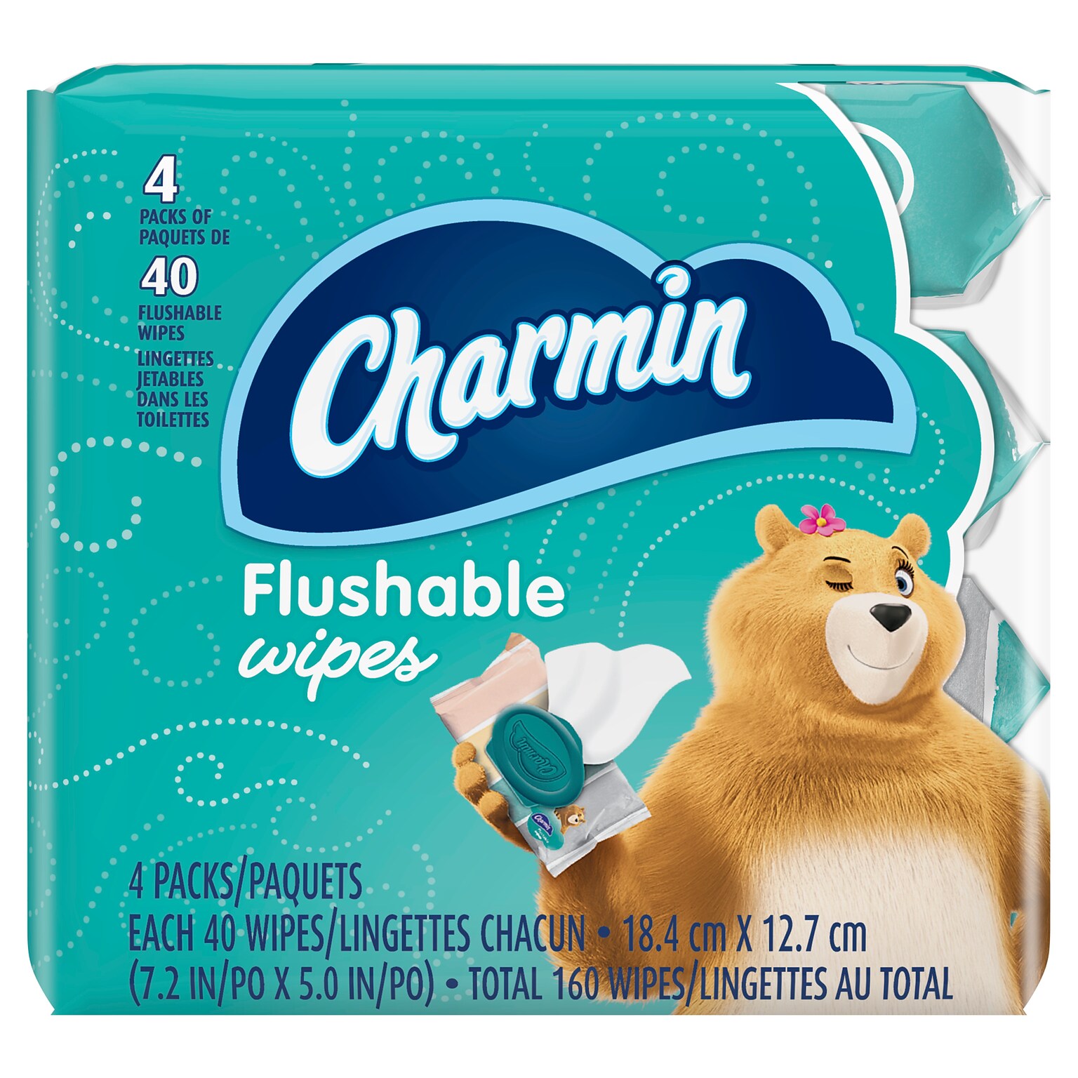 Charmin Flushable Wipes, White, 40 Sheets/Pack, 4/Pack (79619)