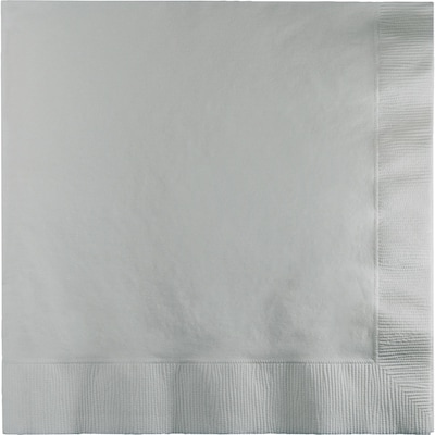Touch of Color 3 Ply Dinner Napkins, Shimmering Silver, 25/Pack (593281B)