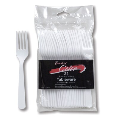Touch of Color Plastic Forks, White, 24/Pack (01014)