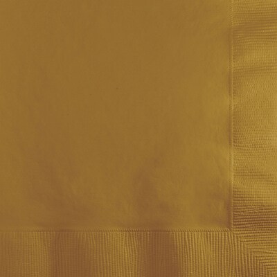Touch of Color 3 Ply Beverage Napkins, Glittering Gold, 50/Pack (573276B)
