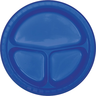 Touch of Color Plastic Divided Banquet Plates, Cobalt Blue, 20/Pack (319032)