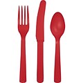 Touch of Color Assorted Plastic Cutlery, Classic Red, 24/Pack (01930)