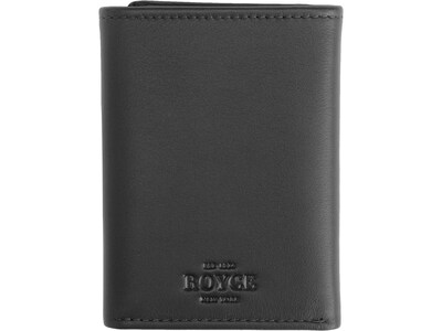 ROYCE Leather Mens Tri-Fold Wallet, Black (103-BLACK-5S)