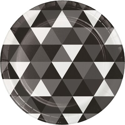 Celebrations Fractal Paper Dessert Plates, Black Velvet, 8/Pack (324469)