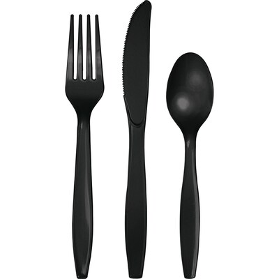 Celebrations Assorted Plastic Cutlery, Black Velvet, 18/Pack (317357)