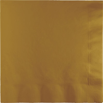 Touch of Color 3 Ply Lunch Napkins, Glittering Gold, 50/Pack (583276B)