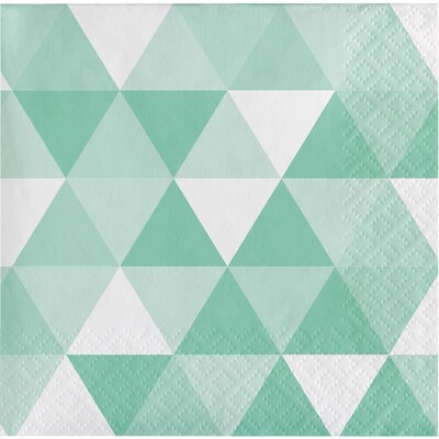 Celebrations 2 Ply Fractal Beverage Napkins, Fresh Green Mint, 16/Pack (324474)