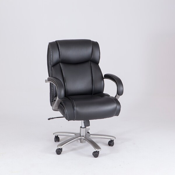 Serta Air Lumbar Bonded Leather Manager Office Chair, Gray Faux Leather
