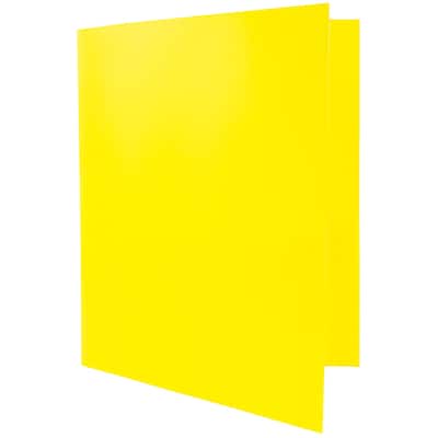 JAM Paper POP 2-Pocket Plastic Folders with Fastener, Yellow, 96/Pack (382ECYE)