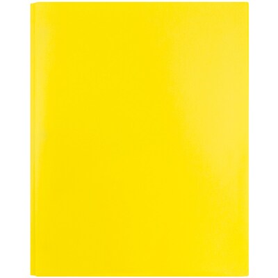 JAM Paper POP 2-Pocket Plastic Folders with Fastener, Yellow, 96/Pack (382ECYE)