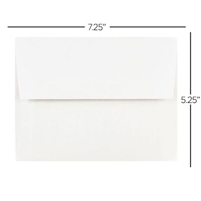 JAM Paper Gummed A7 Invitation Envelopes, 7 1/4" x 5 1/4", Regular White, 100/Pack (73767C)