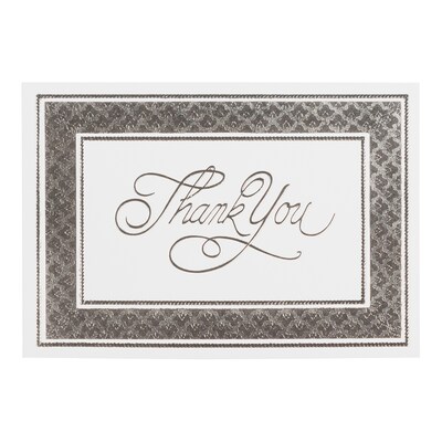 JAM Paper® Blank Thank You Cards Set, Bright White with Silver Border, 100/Pack (BW91532)