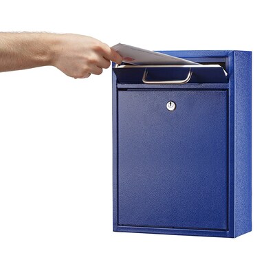 AdirOffice Wall-Mounted Steel Drop Box Mailbox, Blue (631-04-BLU)