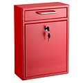 AdirOffice Wall-Mounted Steel Drop Box Mailbox, Red (631-04-RED)