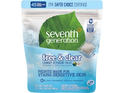 Seventh Generation Free & Clear Laundry Detergent Capsules, 45 Capsules (22977)