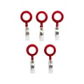 Staples Clip On Badge Reels, 36 Retractable Cord Length, Plastic, Red, 5/Pack (51915)