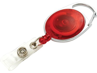 Staples Clip On Badge Reel, Translucent Red (51913)
