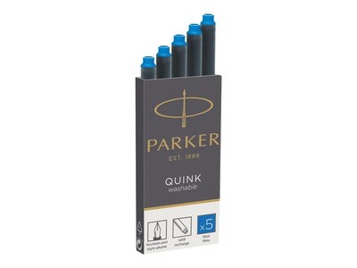 Parker Quink Fountain Cartridge Pen Refill, Blue Ink, 5/Pack (1950208)