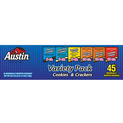 Austin Cookies & Crackers, Variety, 1.52 oz., 45/Carton (KEE48570)