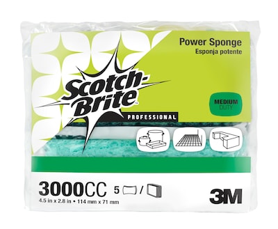 Scotch-Brite™ Power Sponge 3000CC, 2.8 x 4.5 x 0.6, 5/Pack
