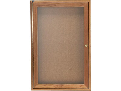 Quartet Cork Enclosed Bulletin Board, Oak Frame, 3 x 2 (363)