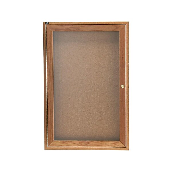 Quartet Cork Enclosed Bulletin Board, Oak Frame, 3 x 2 (363)